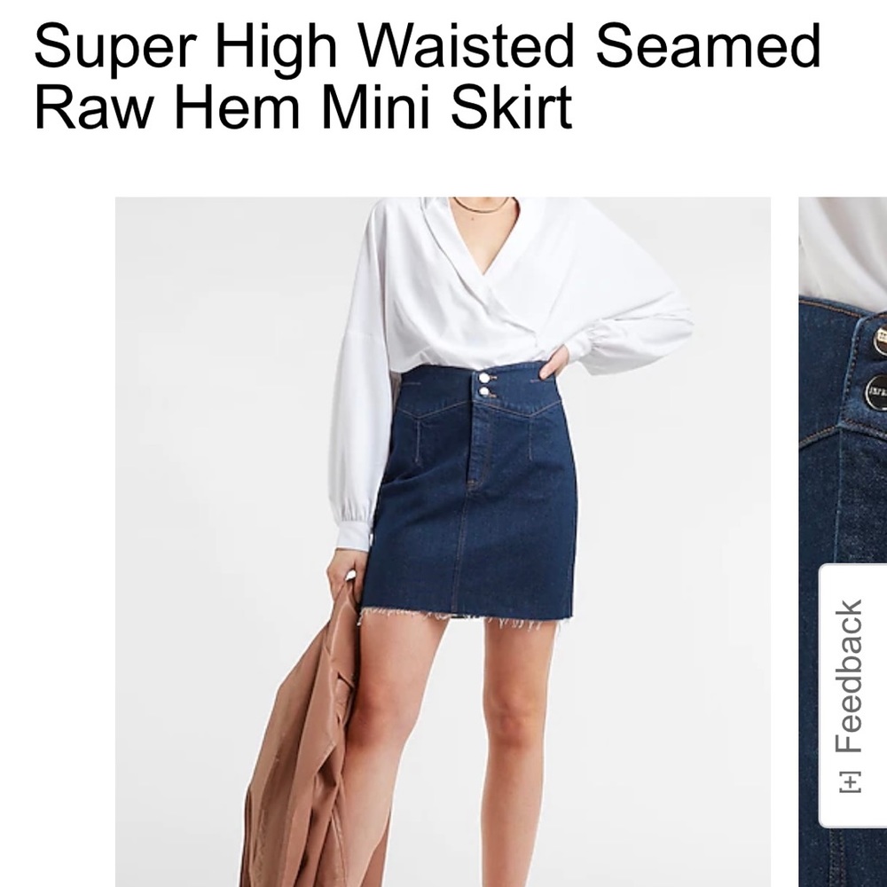 Super High Waisted Seamed Raw Hem mini skirt